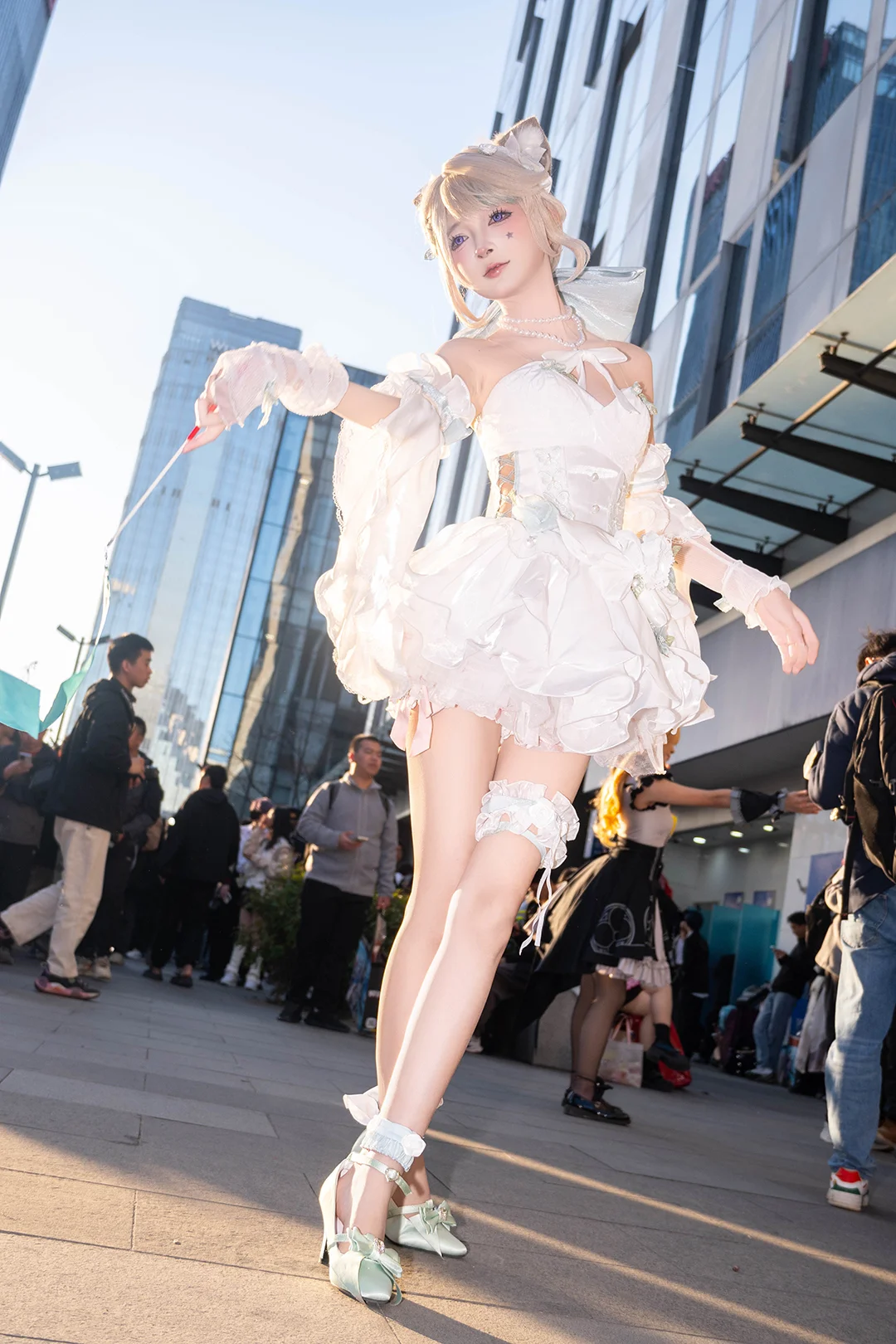 琳妮特cos, 漫展返图, cosplay摄影, 天使庭院, 白色纱裙