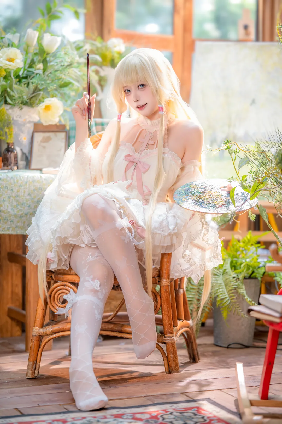 Chii cosplay, Chobits, White stockings, Lolita dress, Sunny Art Studio - Image 2