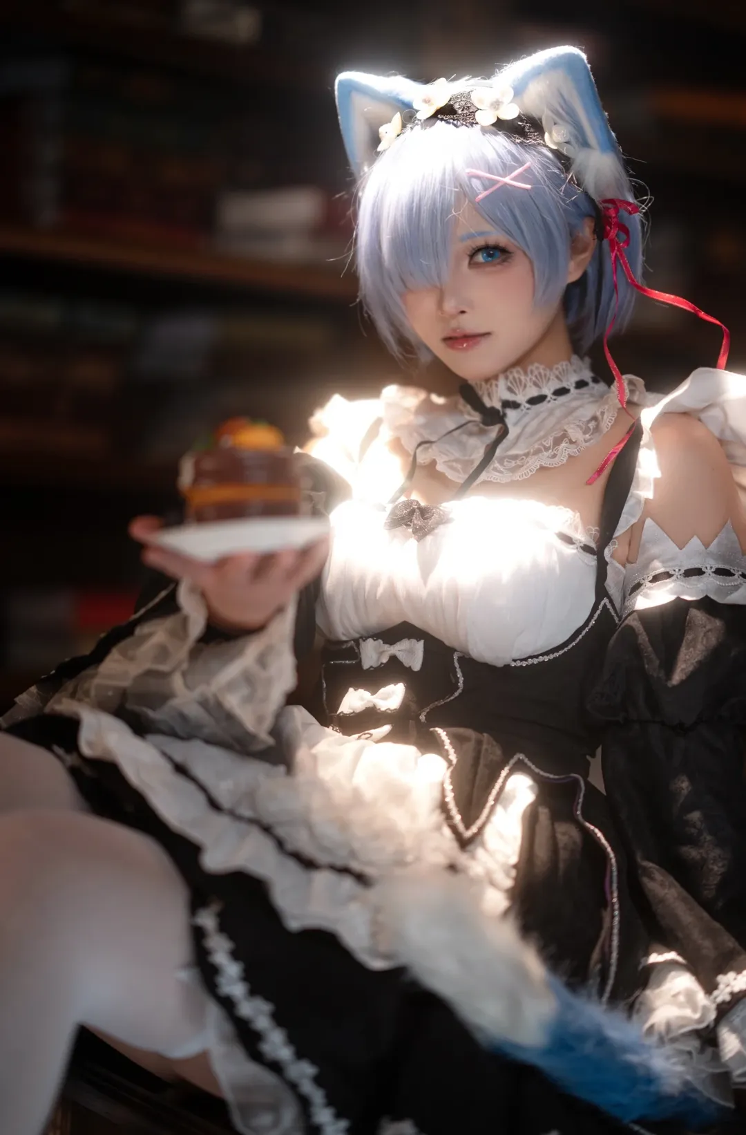 cosplay, 从零开始的异世界生活, 蕾姆cos, 白丝, 猫耳女仆