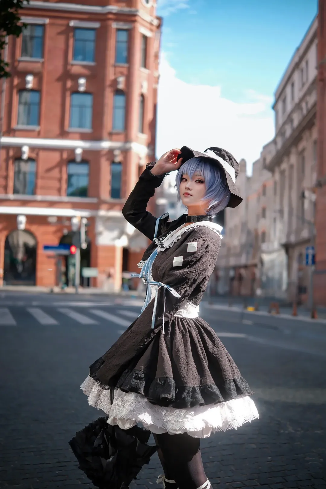 コスプレ, 綾波レイコスプレ, 新世紀エヴァンゲリオン, 黒ストッキング, コスプレ撮影