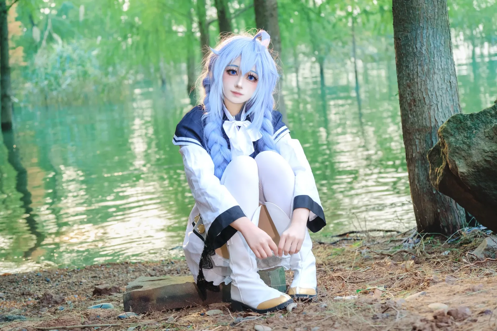 户外摄影, 白丝, 制服, 洛琪希cos, 无职转生