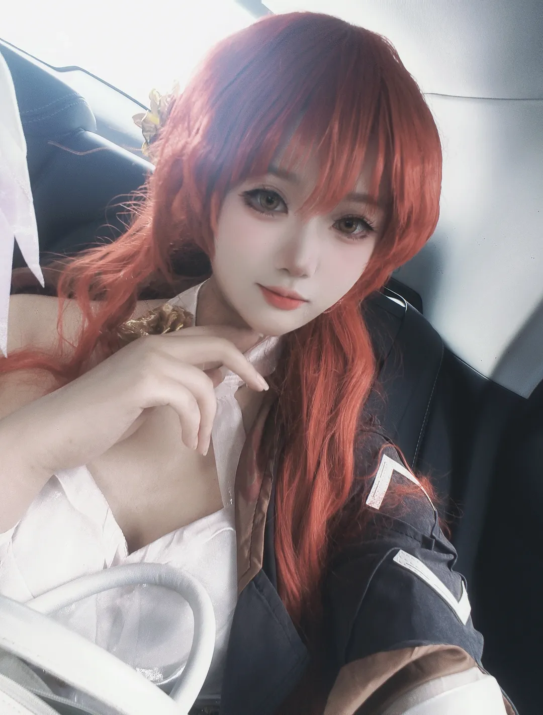 崩坏星穹铁道, 姬子cos, 星穹铁道cosplay, 红发造型, 自拍分享