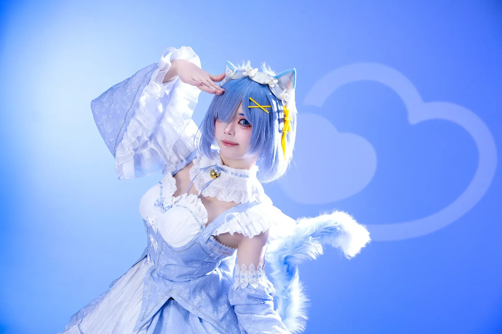 cosplay, 蕾姆cos, 从零开始的异世界, 白丝, 水色蕾姆 - 第3张
