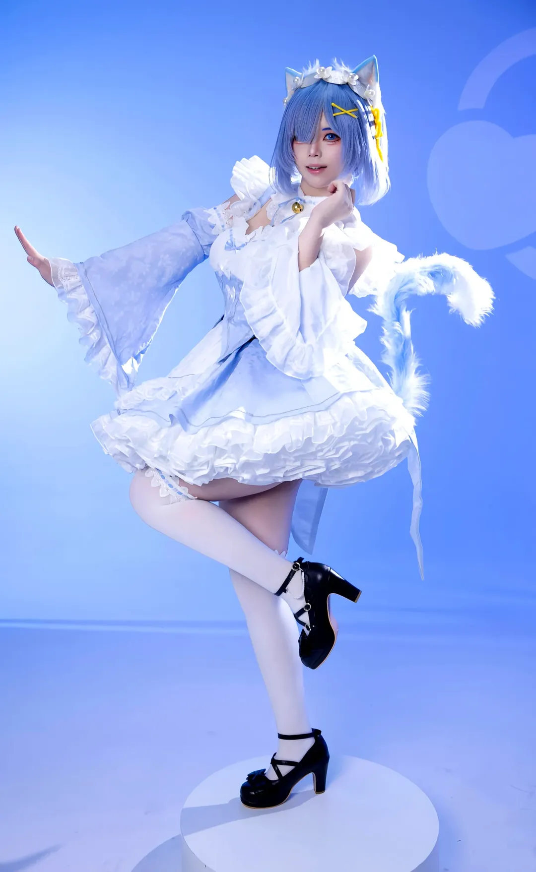 cosplay, 蕾姆cos, 从零开始的异世界, 白丝, 水色蕾姆