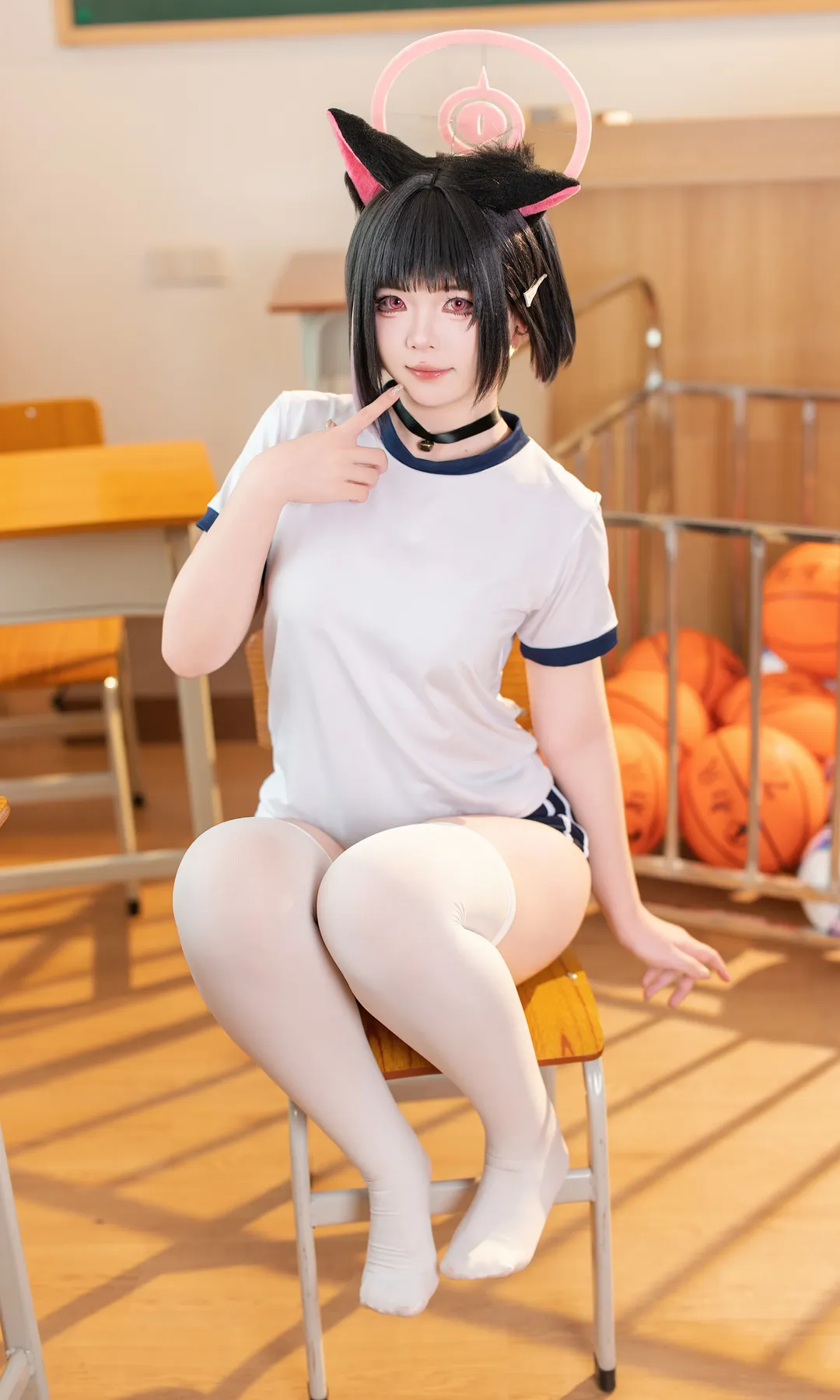 ブルーアーカイブ, 杏山カズサ コスプレ, 白ストッキングコスプレ, キャンパススポーツ風コスプレ, 日常系コスプレ