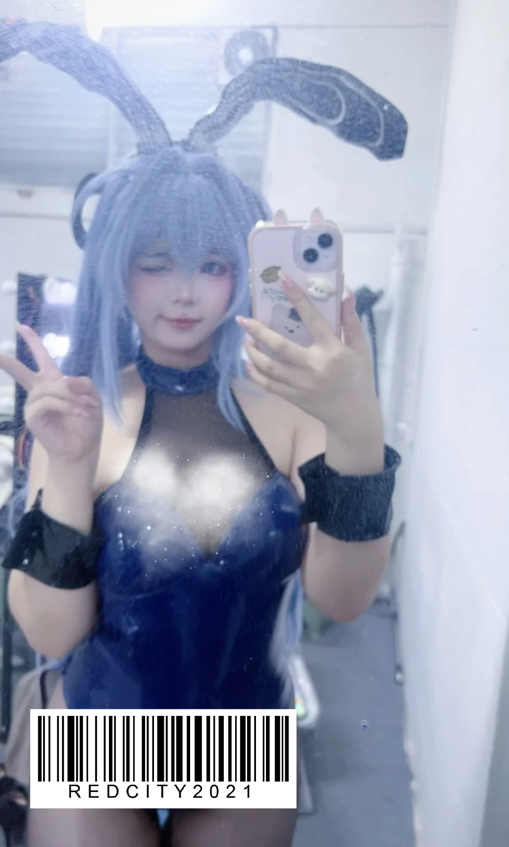 アズールレーン, 鏡越し自撮り, バニーガール衣装, ニュージャージーコスプレ, ぽっちゃり脚のコーディネート - 1枚目