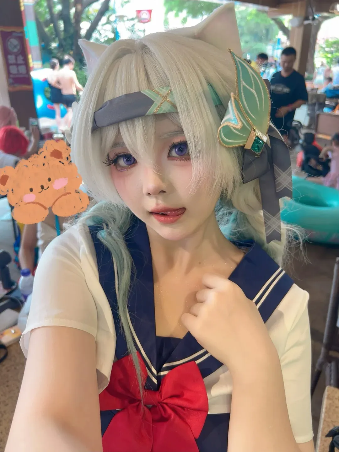 Firefly cosplay, Outdoor photography, Swimsuit cosplay, 2D daily life, Guangzhou Chimelong Water Park