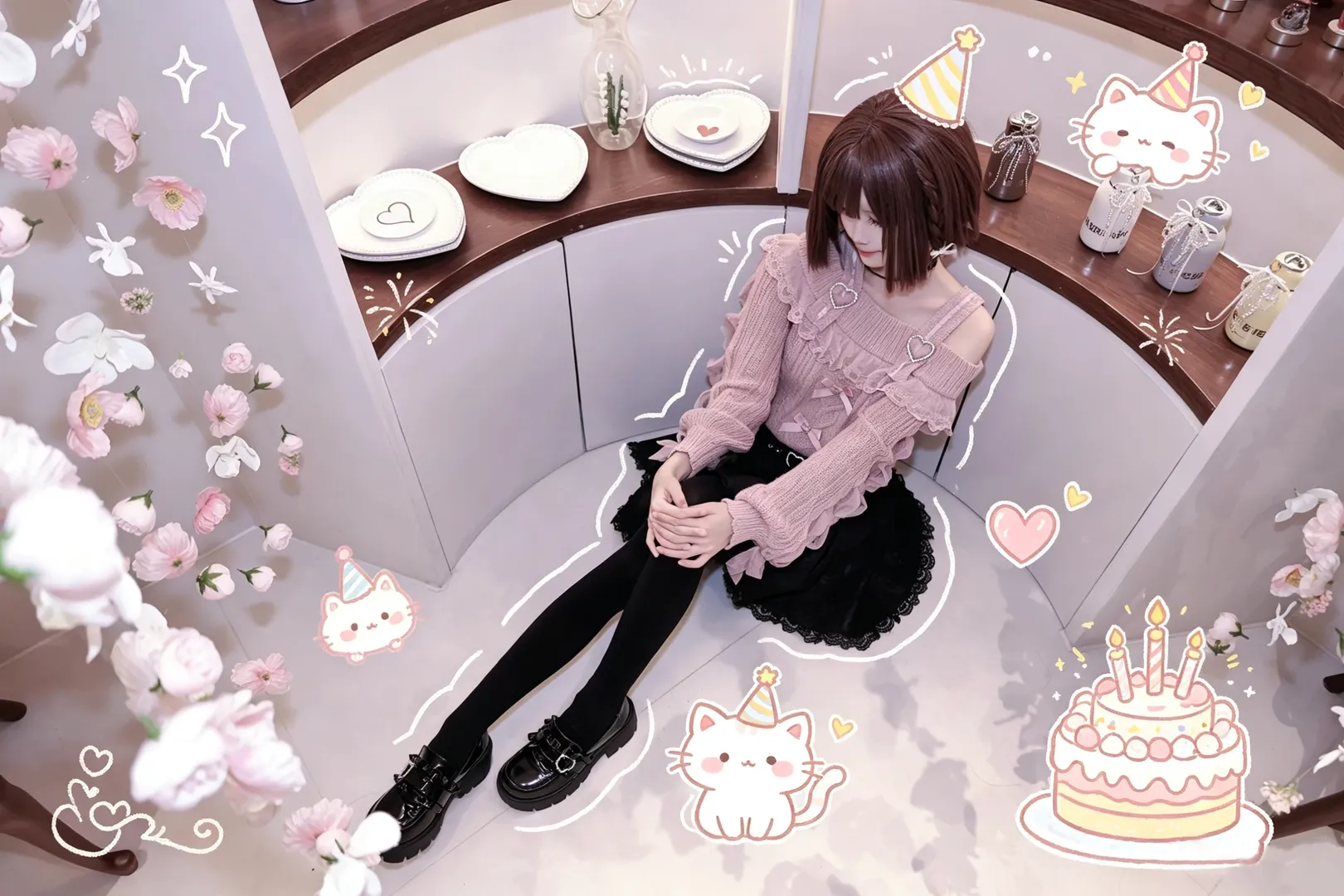 Anime girl, Project Sekai, Black stockings, Shinonome Ena cosplay, Birthday support - Image 3