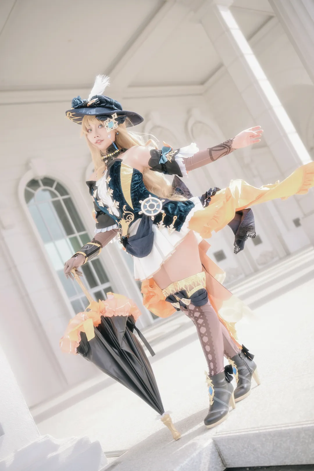 原神, cosplay攝影, 二次元穿搭, 娜維婭cos, 奶油色調