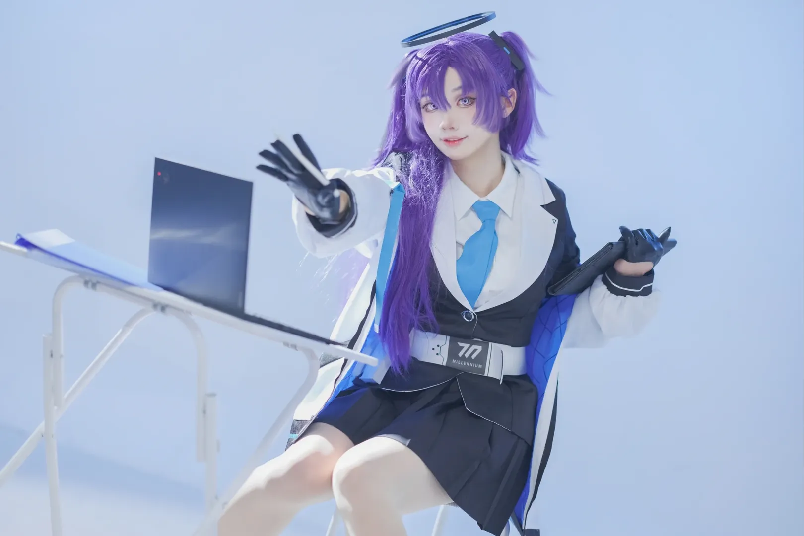 ブルーアーカイブ, 早瀬ユウカコスプレ, 紫ツインテールコスプレ, SF学園風, 銃器小道具コスプレ - 7枚目