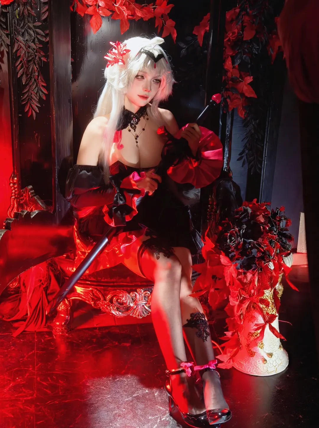 二次元cosplay, FGO, 哥特风cosplay, 丝袜穿搭, 黑贞cos - 第2张