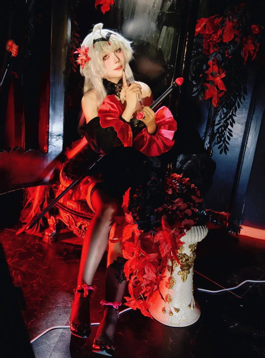 二次元cosplay, FGO, 哥特风cosplay, 丝袜穿搭, 黑贞cos - 第3张