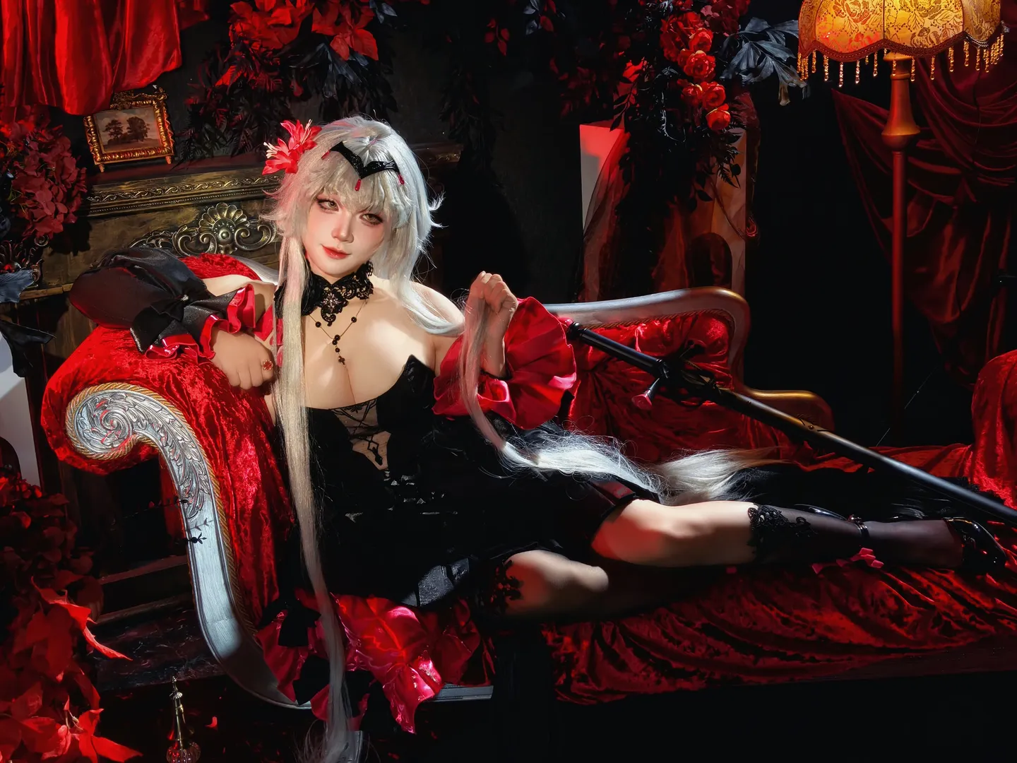 二次元cosplay, FGO, 哥特风cosplay, 丝袜穿搭, 黑贞cos - 第6张