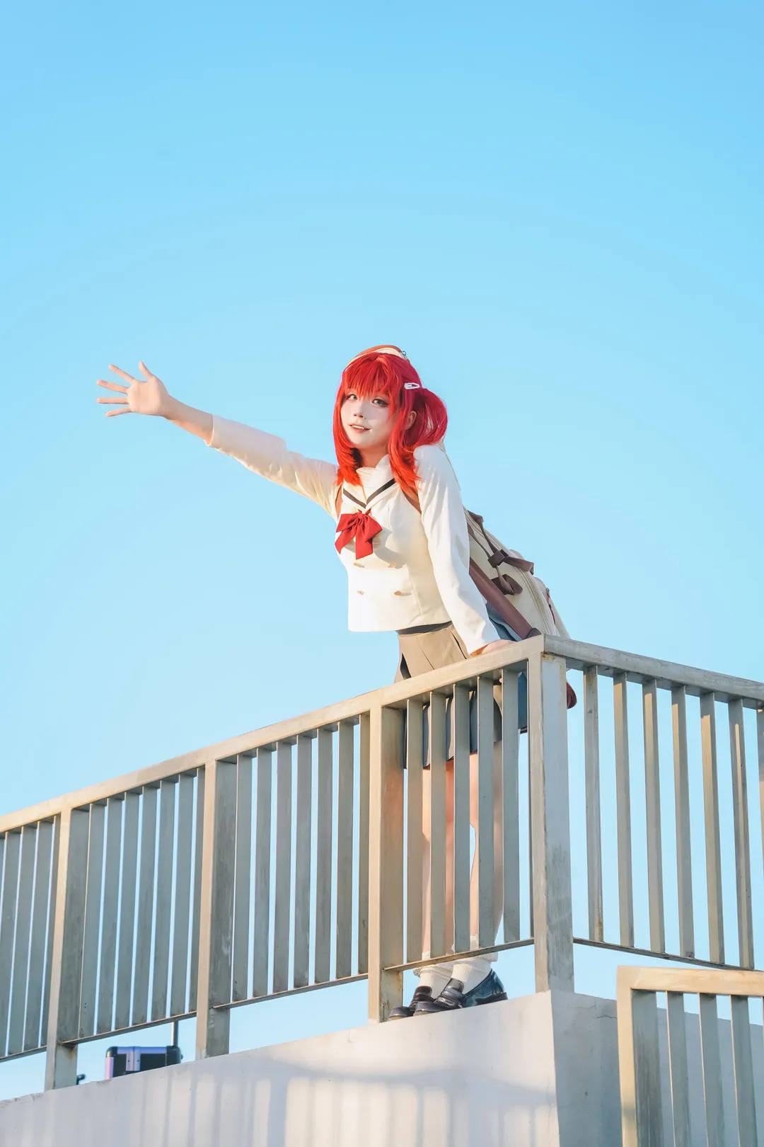 JK制服, ぼっち・ざ・ろっく！, 屋上外景, ギター少女, 喜多郁代コスプレ - 3枚目