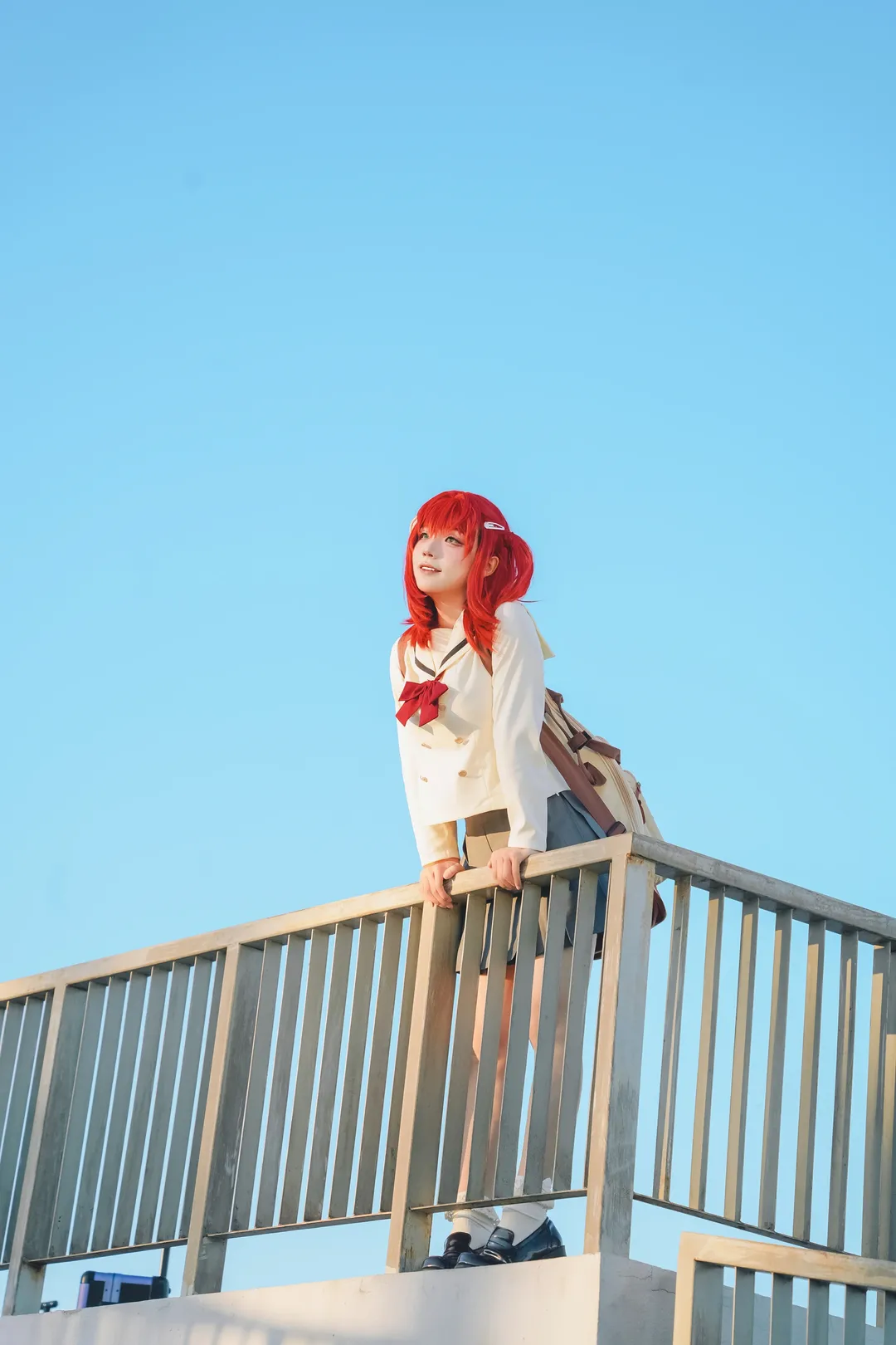 JK制服, ぼっち・ざ・ろっく！, 屋上外景, ギター少女, 喜多郁代コスプレ - 4枚目
