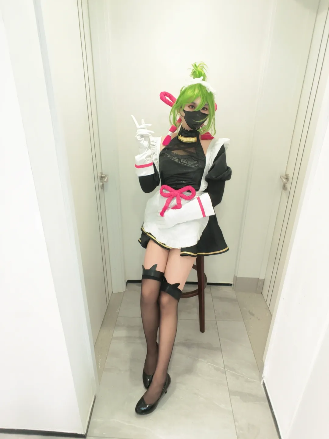 Genshin Impact, Stocking outfit, Maid outfit cosplay, Home-style photoshoot, Kuki Shinobu cosplay - Image 10