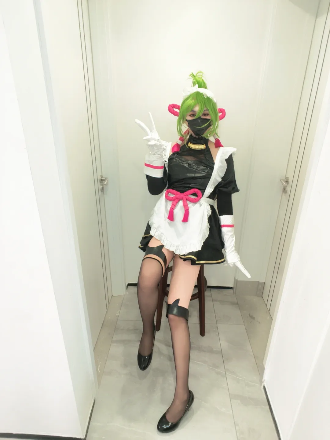 Genshin Impact, Stocking outfit, Maid outfit cosplay, Home-style photoshoot, Kuki Shinobu cosplay - Image 11
