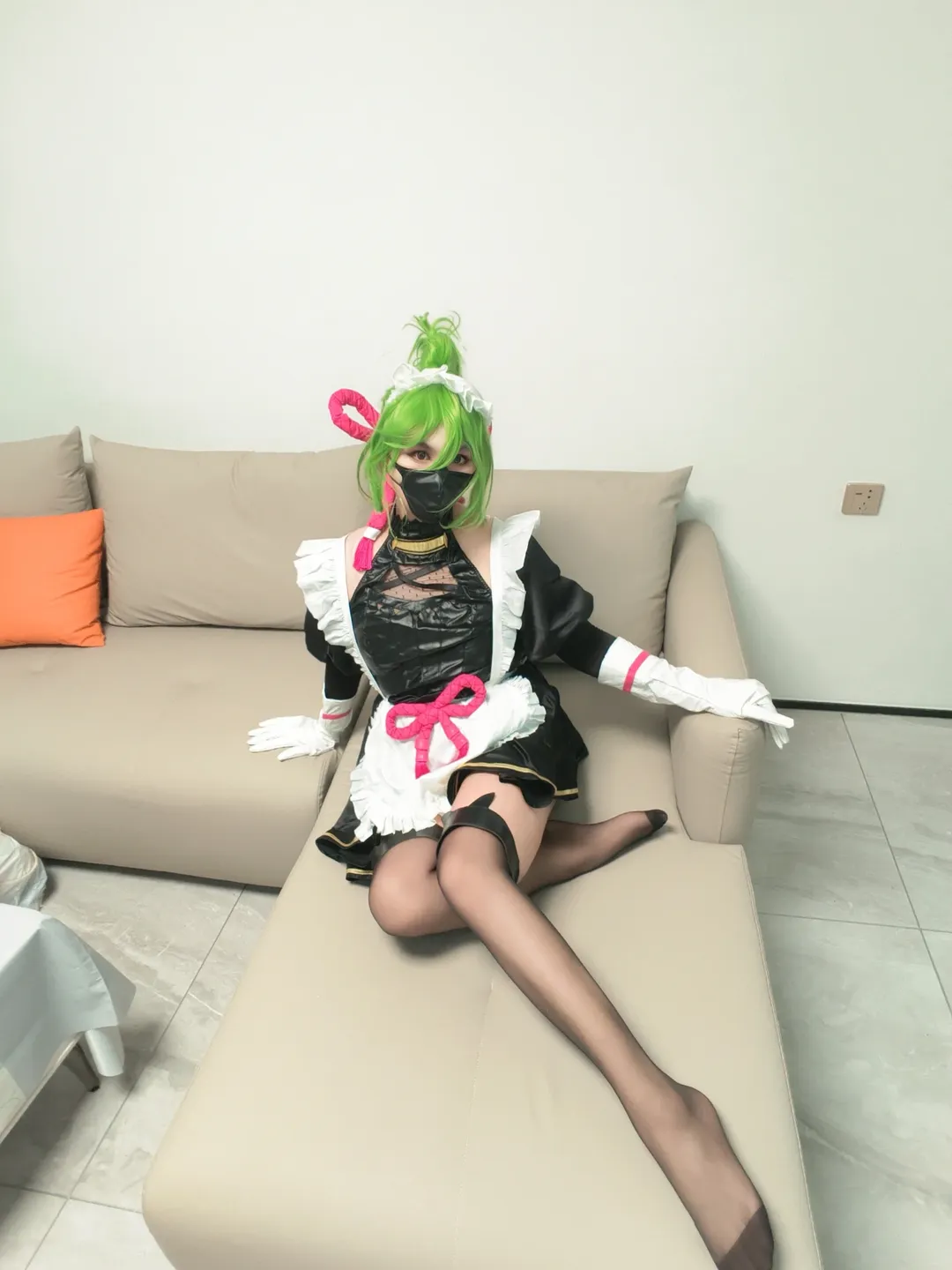 原神, 絲襪穿搭, 女僕裝cosplay, 居家風寫真, 久岐忍cos