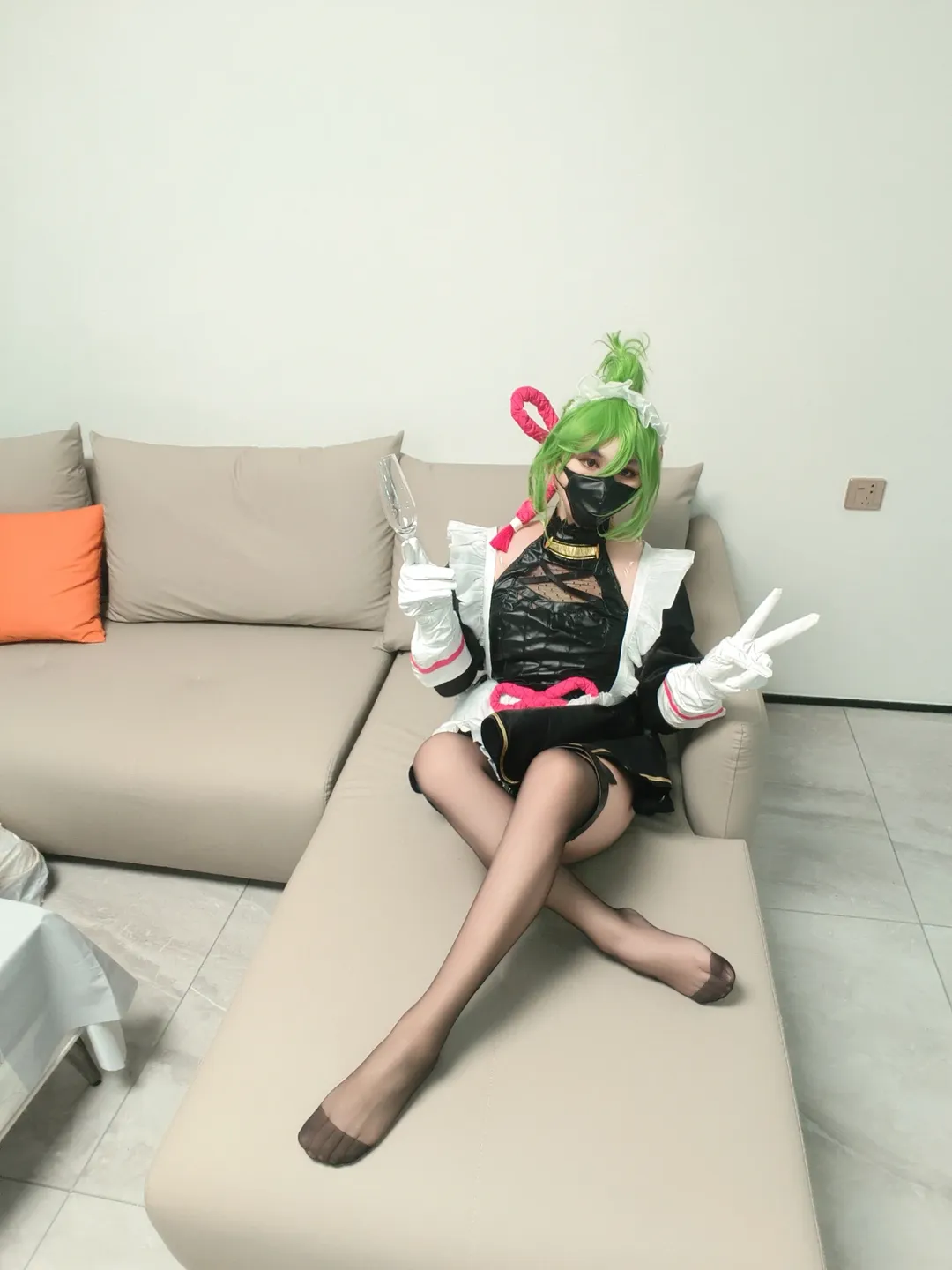 Genshin Impact, Stocking outfit, Maid outfit cosplay, Home-style photoshoot, Kuki Shinobu cosplay - Image 3