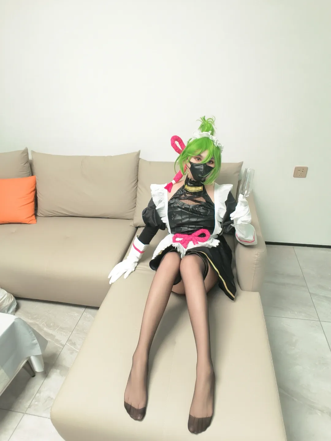Genshin Impact, Stocking outfit, Maid outfit cosplay, Home-style photoshoot, Kuki Shinobu cosplay - Image 4