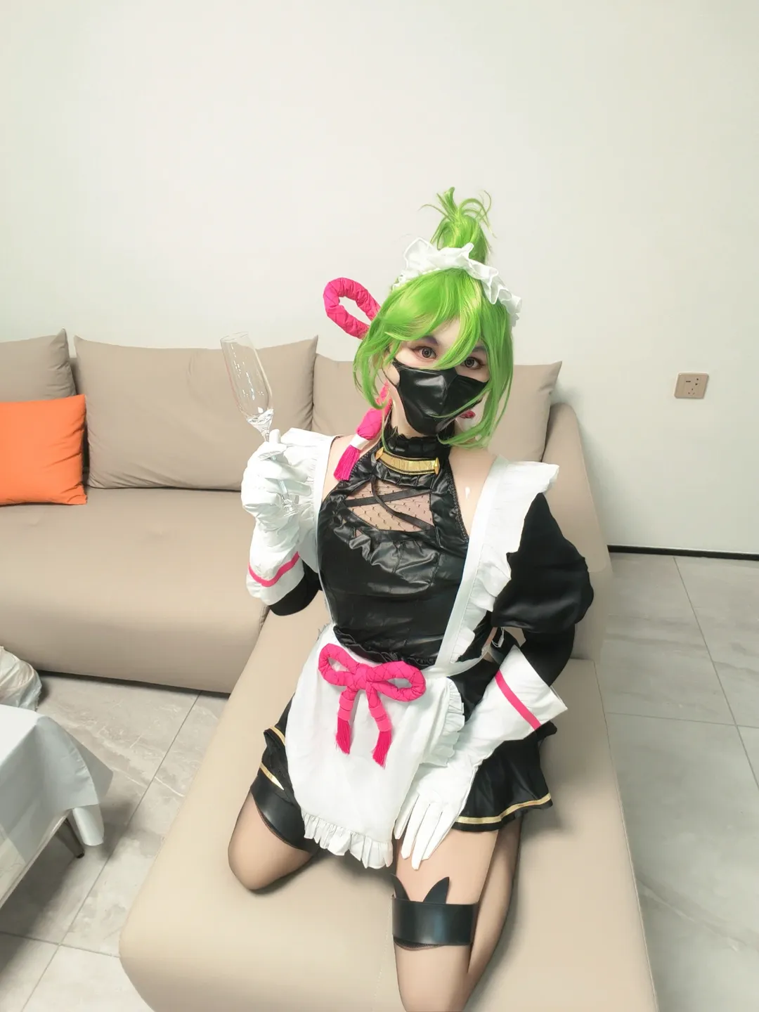Genshin Impact, Stocking outfit, Maid outfit cosplay, Home-style photoshoot, Kuki Shinobu cosplay - Image 5
