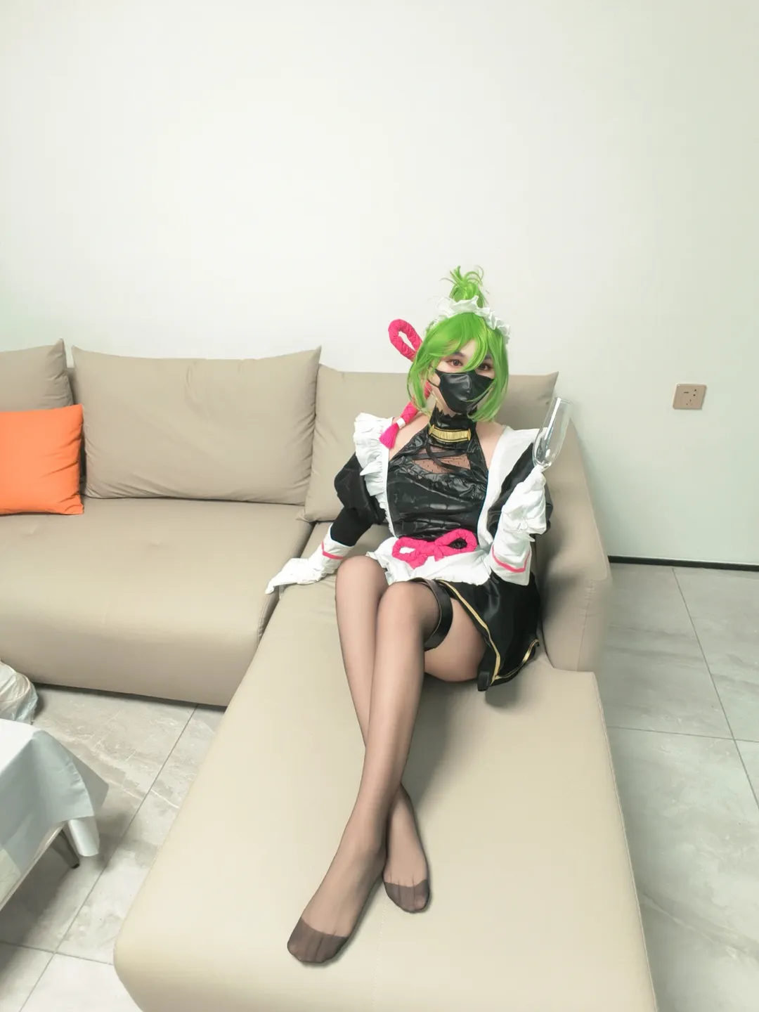 Genshin Impact, Stocking outfit, Maid outfit cosplay, Home-style photoshoot, Kuki Shinobu cosplay - Image 6