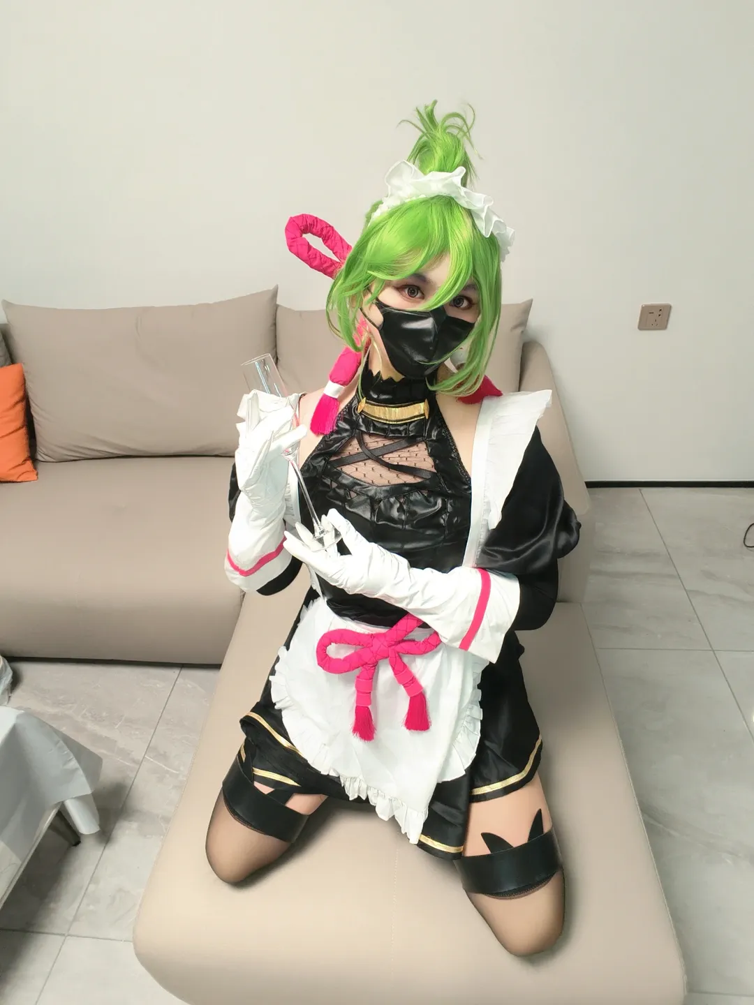Genshin Impact, Stocking outfit, Maid outfit cosplay, Home-style photoshoot, Kuki Shinobu cosplay - Image 7