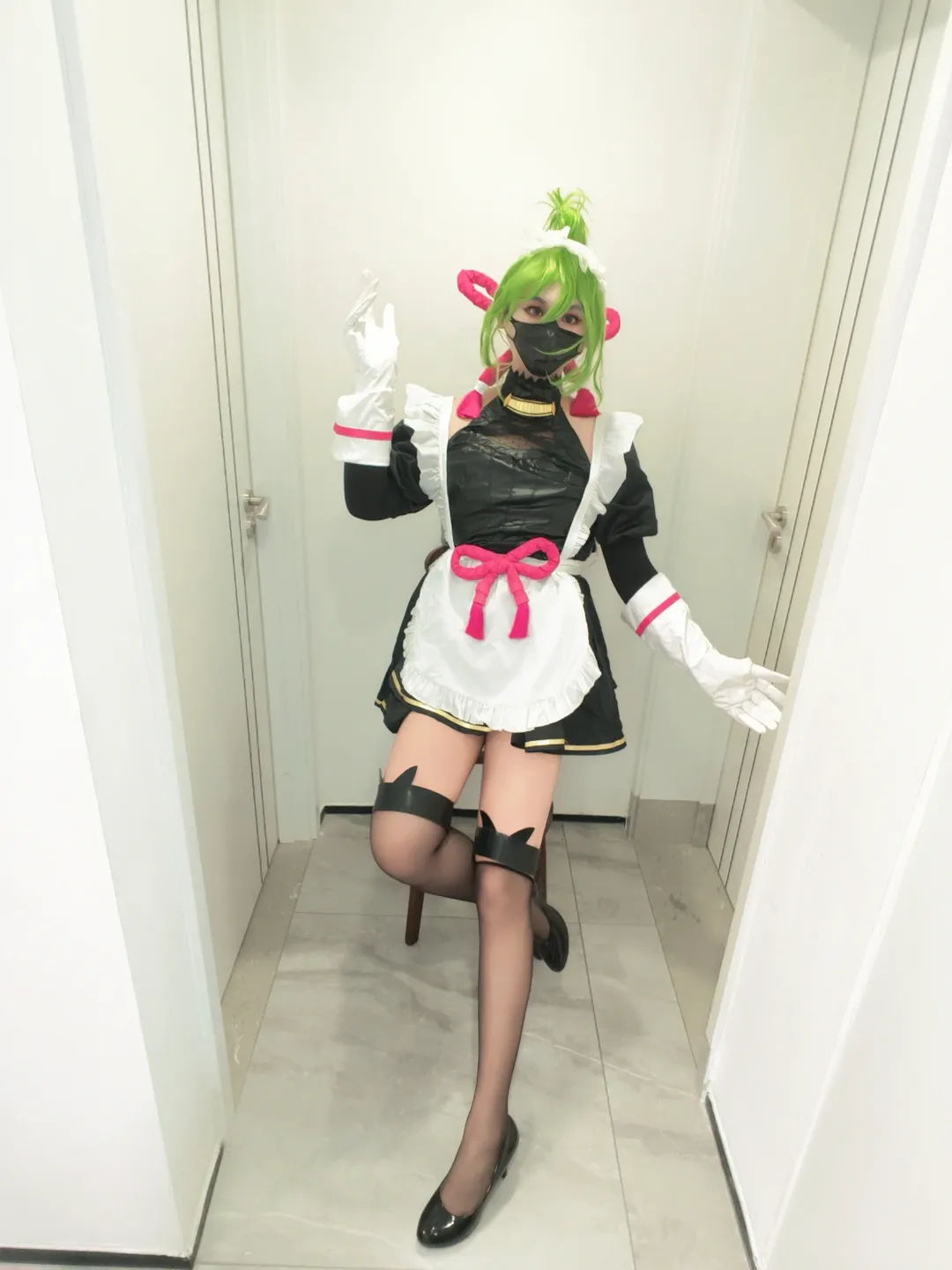 Genshin Impact, Stocking outfit, Maid outfit cosplay, Home-style photoshoot, Kuki Shinobu cosplay - Image 8