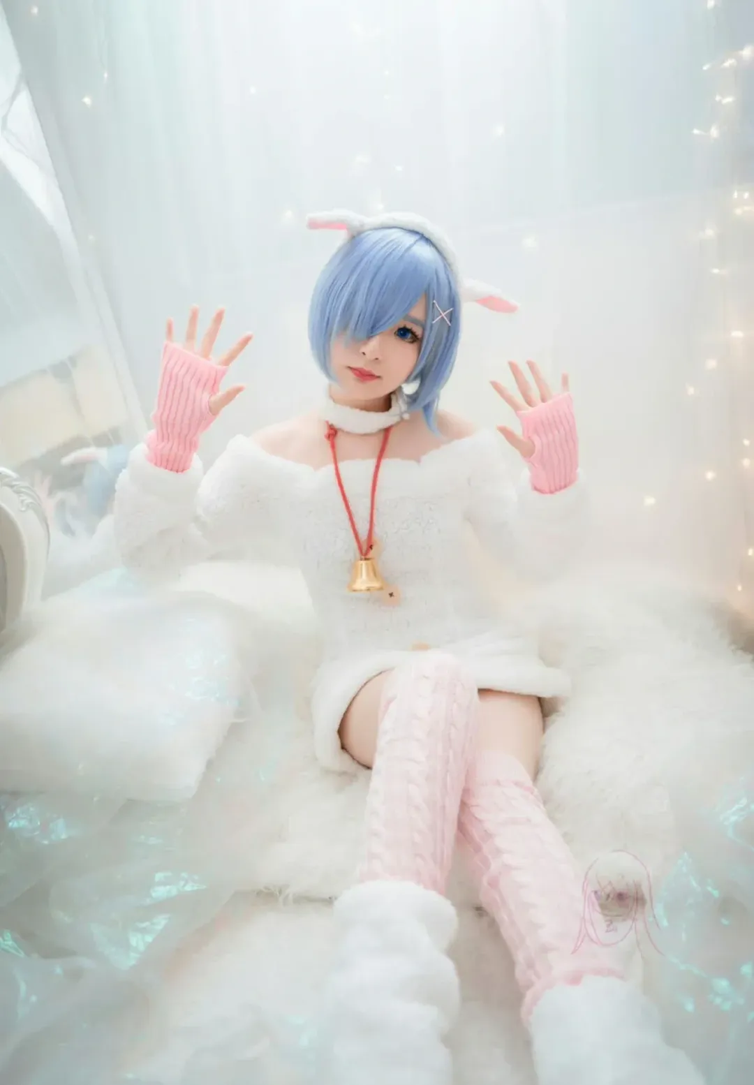 从零开始的异世界生活, 二次元cosplay, 蕾姆cos, 毛绒装扮, 过膝袜