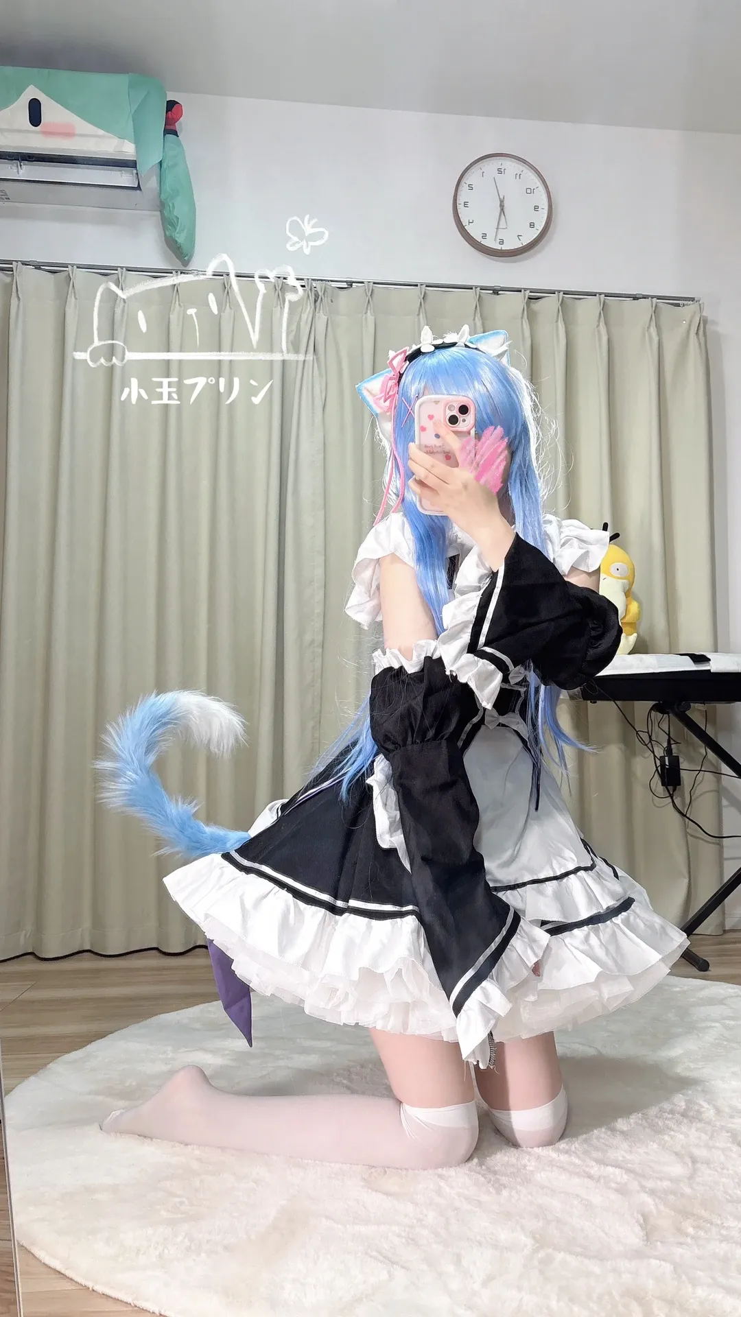 メイド服, Re:ゼロから始める異世界生活, レム コスプレ, 白ストッキング, 猫娘 - 1枚目