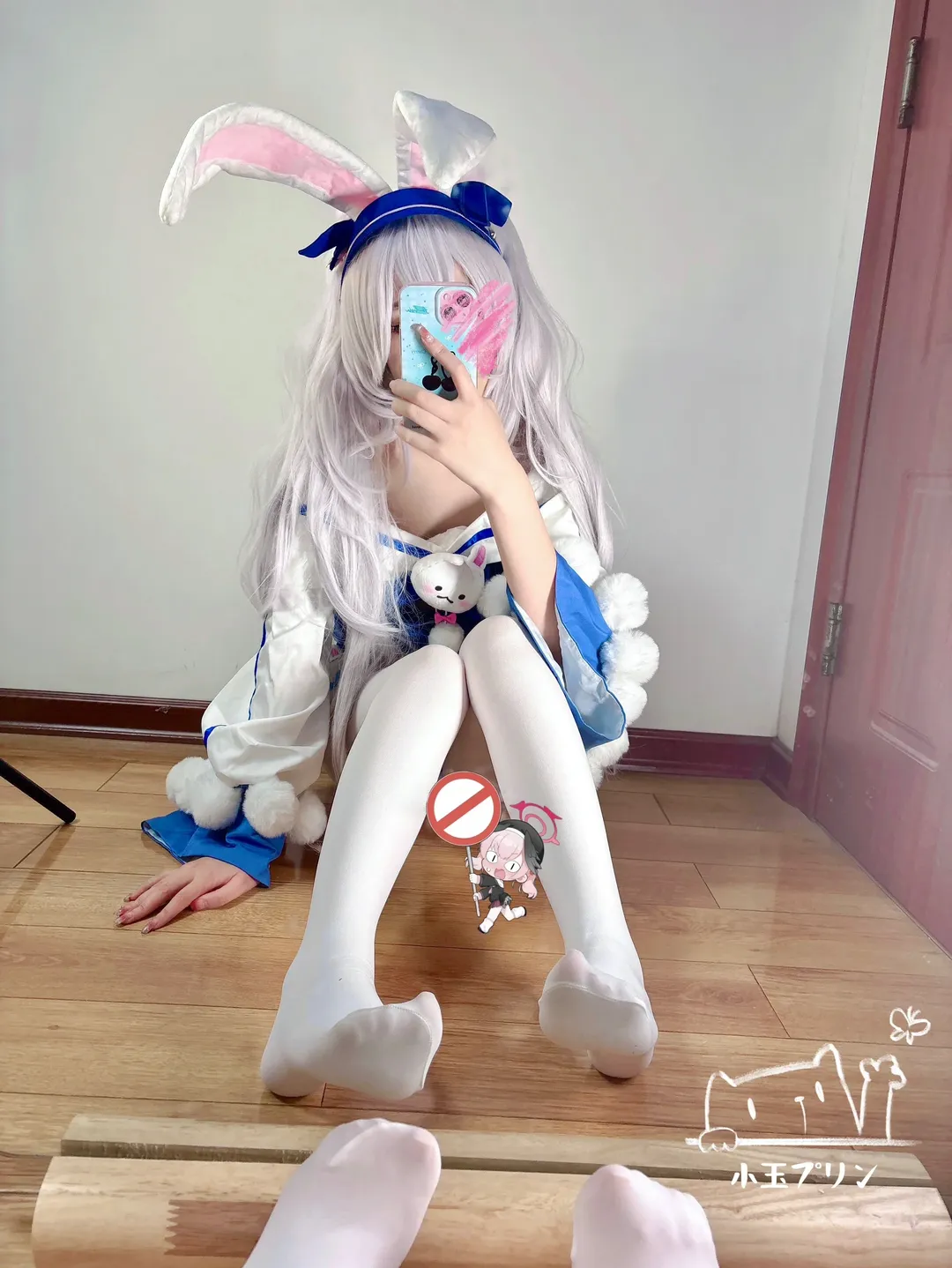 アズールレーン, ラフィー コスプレ, 鏡越しの自撮り, 白ニーソコーデ, 2次元萌え系 - 2枚目