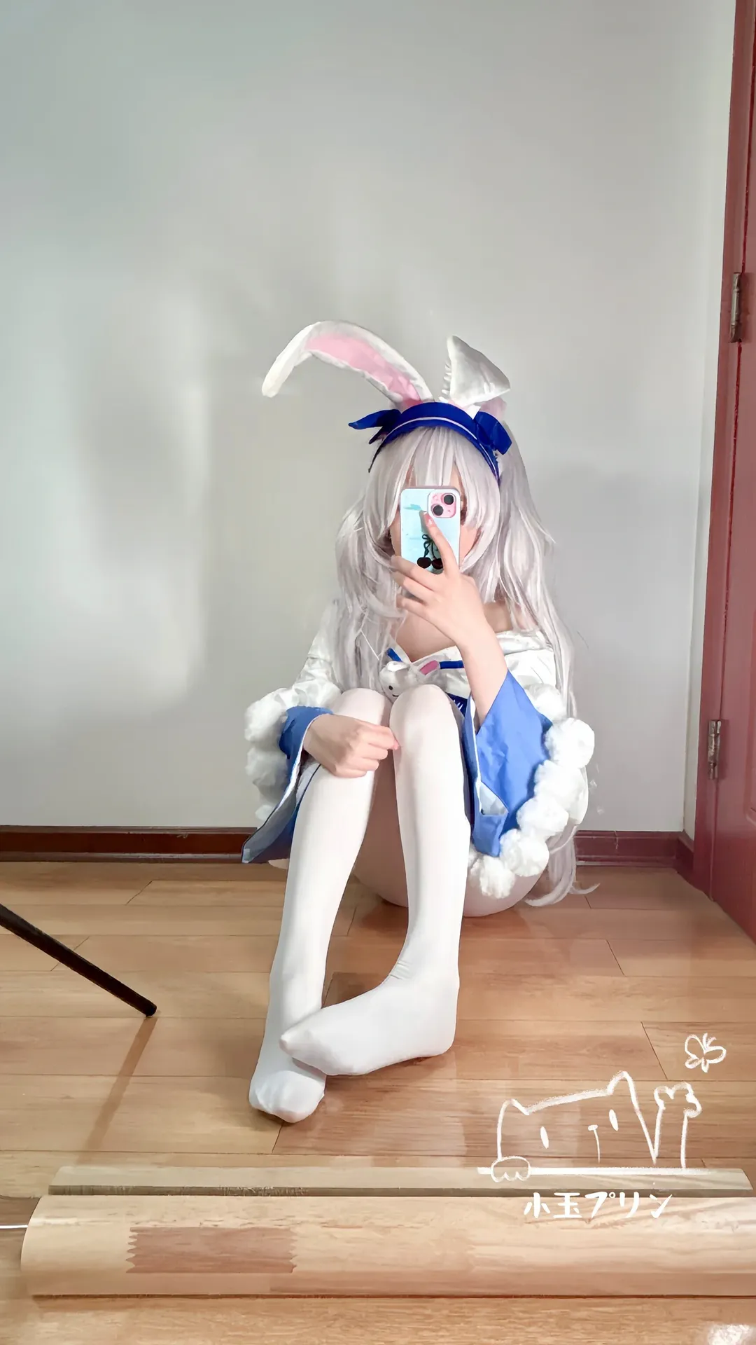 アズールレーン, ラフィー コスプレ, 鏡越しの自撮り, 白ニーソコーデ, 2次元萌え系 - 3枚目
