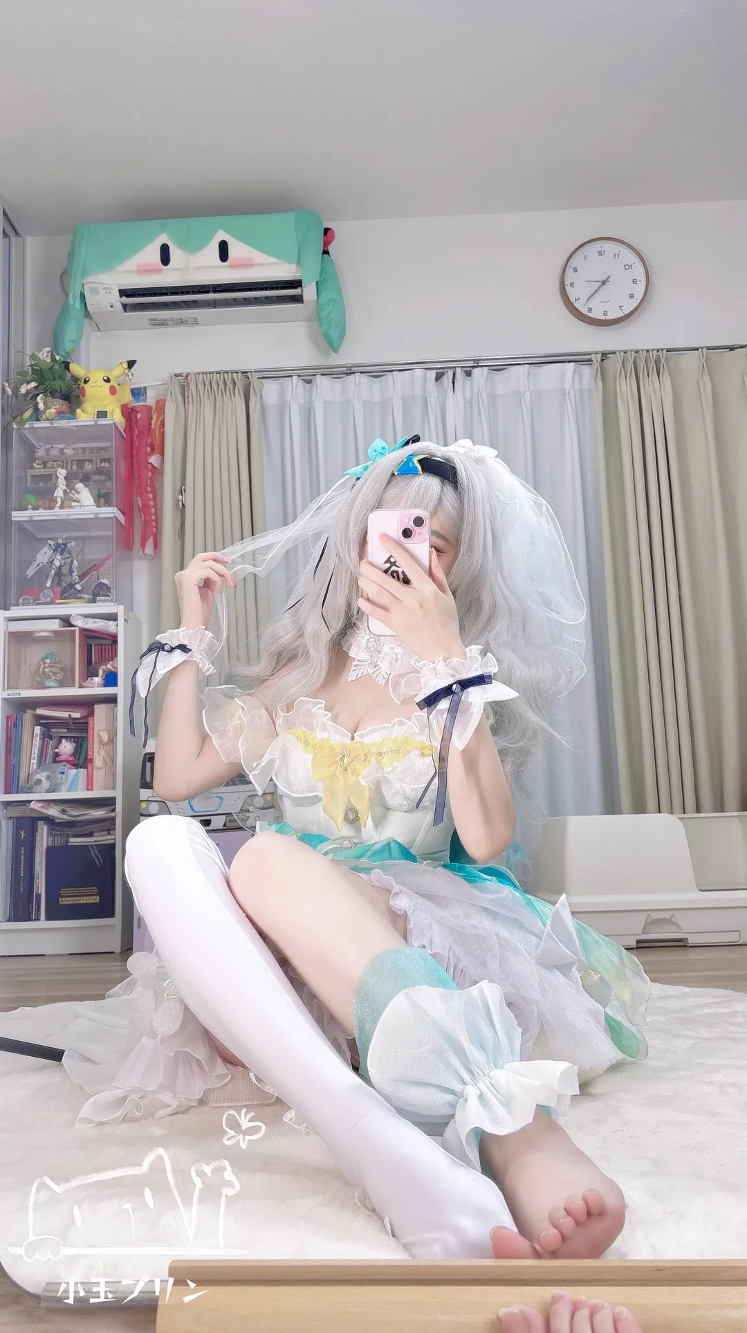 崩坏星穹铁道, 流萤cos, 二次元cosplay, 花嫁造型, 白色长筒袜 - 第1张