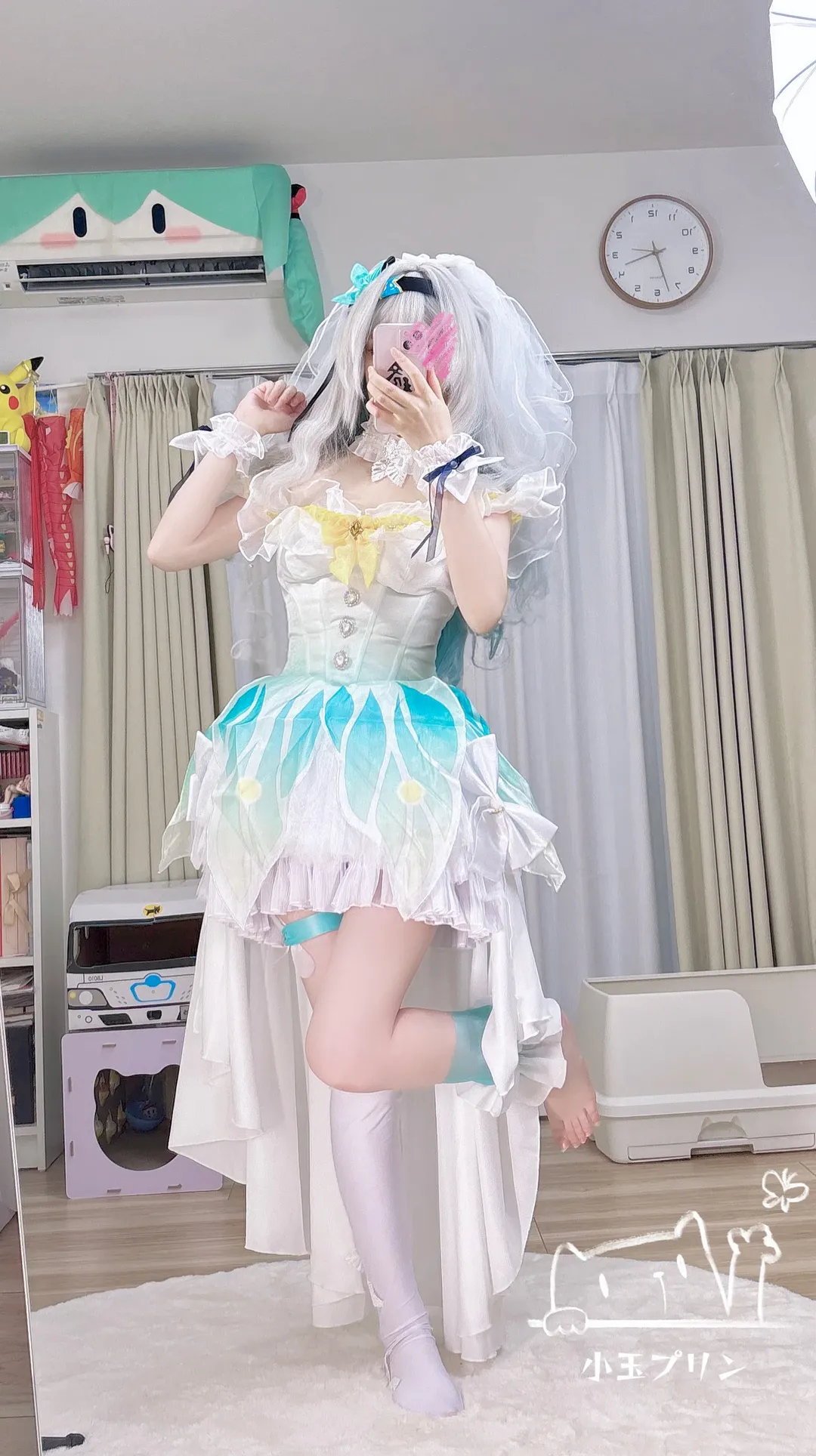 崩坏星穹铁道, 流萤cos, 二次元cosplay, 花嫁造型, 白色长筒袜