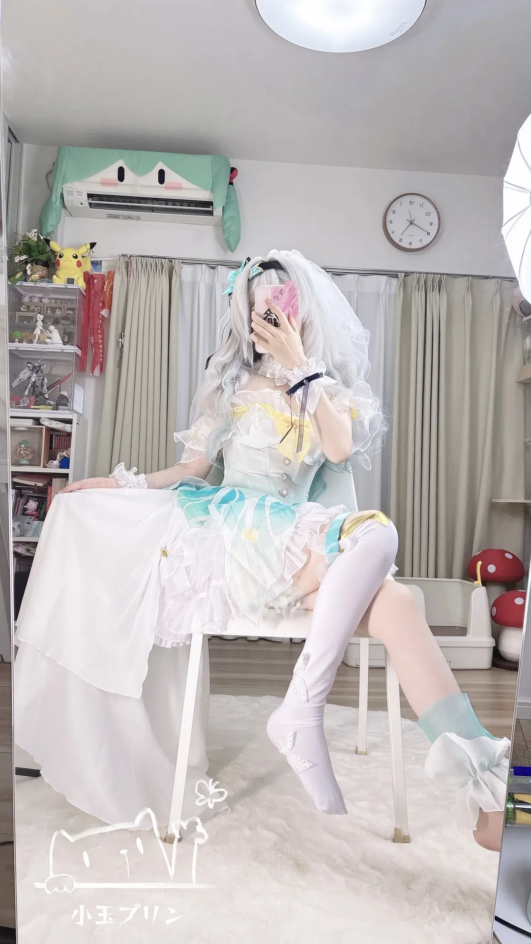 崩坏星穹铁道, 流萤cos, 二次元cosplay, 花嫁造型, 白色长筒袜 - 第3张