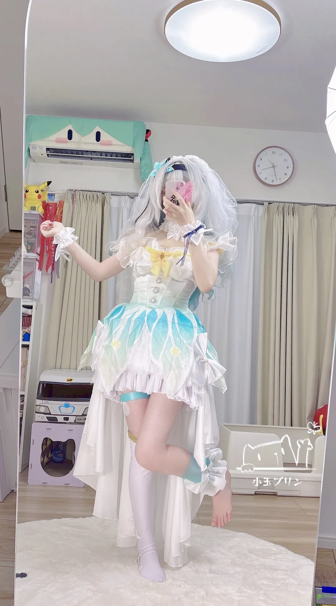 Honkai: Star Rail, Firefly cosplay, Bridal look, Casual cosplay, White thigh-highs outfit