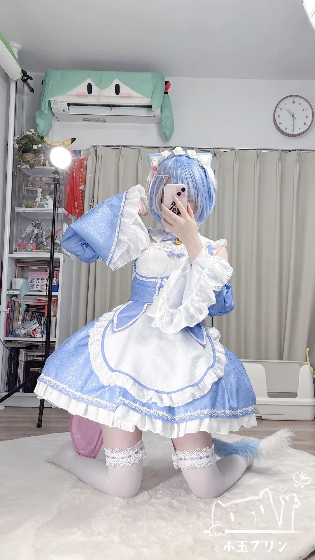 メイド服, Re:ゼロから始める異世界生活, レム コスプレ, 白ストッキング, 二次元は現実の魔法 - 3枚目