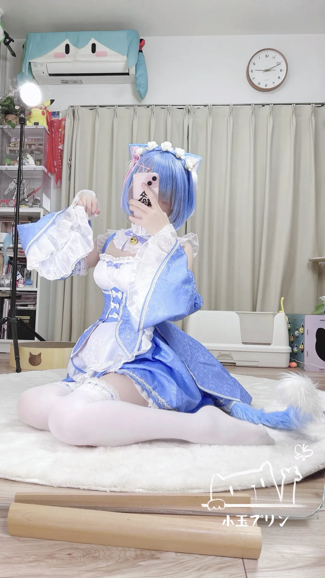2D, Maid outfit, Re:ZERO -Starting Life in Another World-, Rem cosplay, White stockings - Image 2
