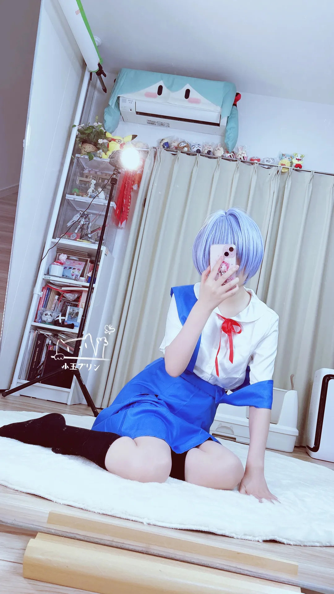 绫波丽cos, 二次元cos, 新世纪福音战士, 校服cos, 黑丝袜 - 第1张