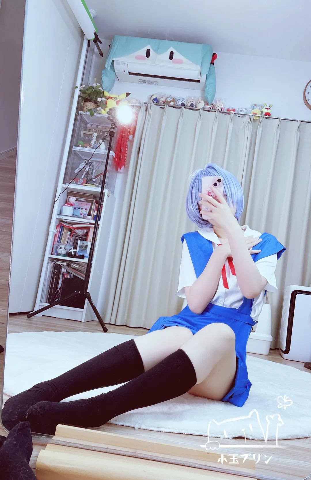 绫波丽cos, 二次元cos, 新世纪福音战士, 校服cos, 黑丝袜 - 第3张