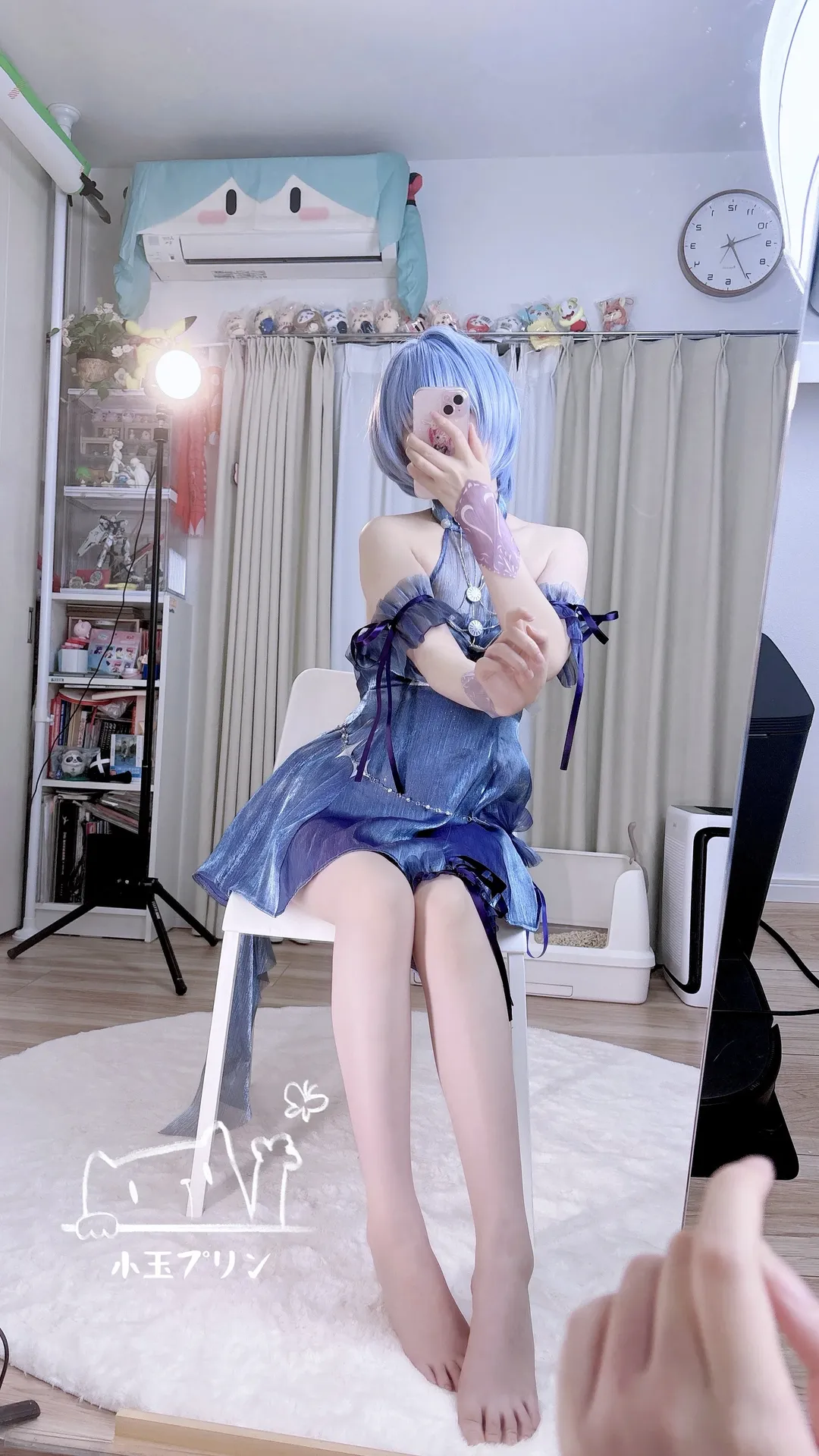 镜面自拍, 二次元cosplay, 蓝色系穿搭, 绫波丽cos, 新世纪福音战士 - 第1张