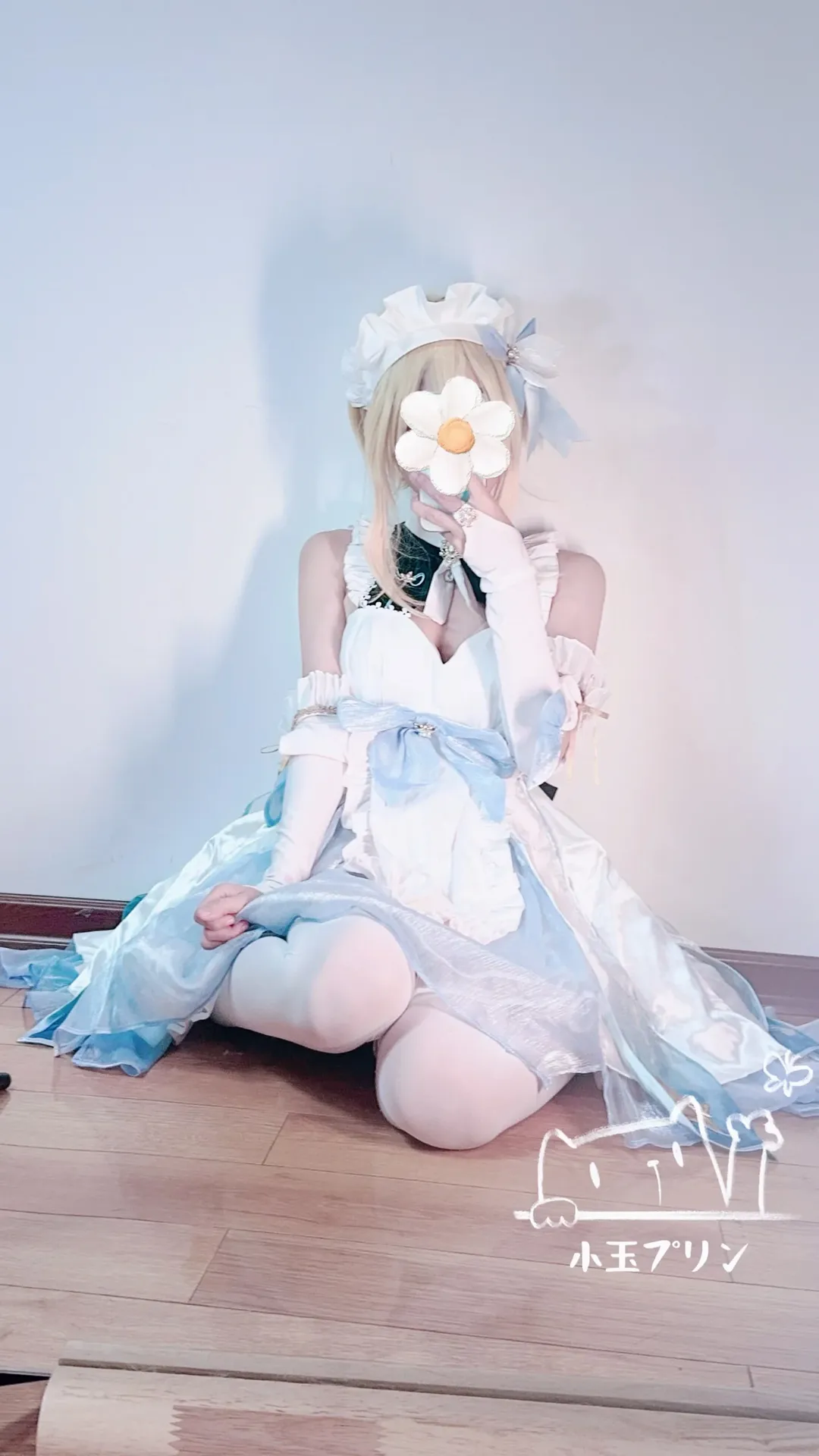 Genshin Impact, Lumine cosplay, White thigh-highs outfit, 2D daily life, Maid outfit cosplay - Image 1