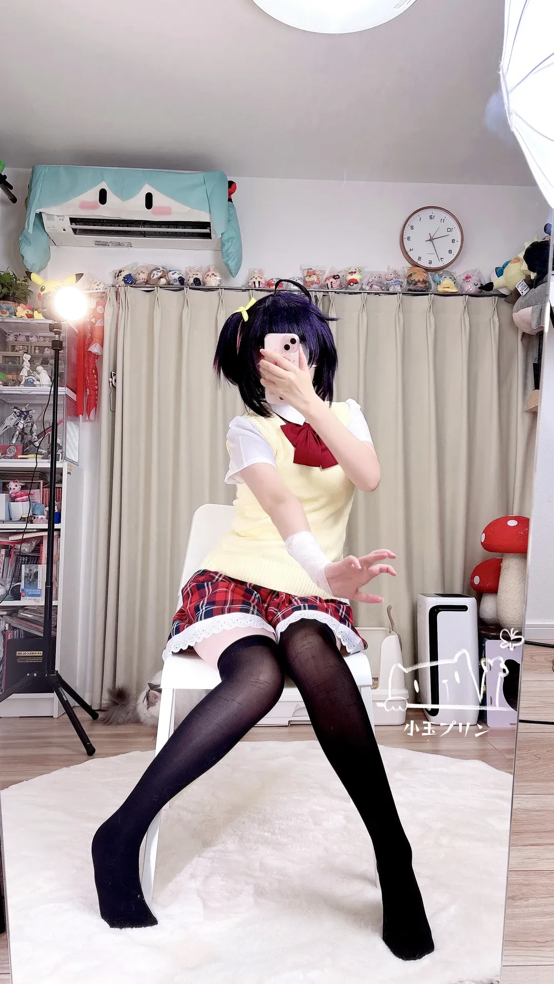 中二病也要谈恋爱, 黑丝, jk制服, 对镜拍, 小鸟游六花cos