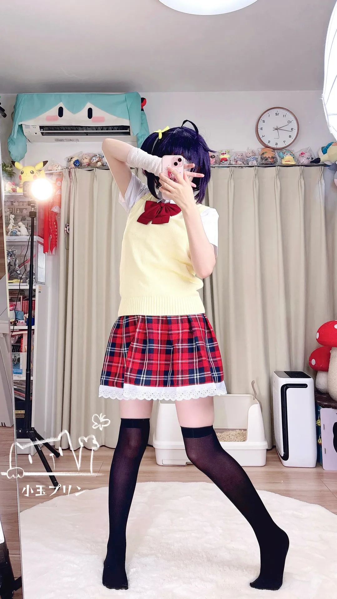 中二病也要谈恋爱, 黑丝, jk制服, 对镜拍, 小鸟游六花cos - 第2张