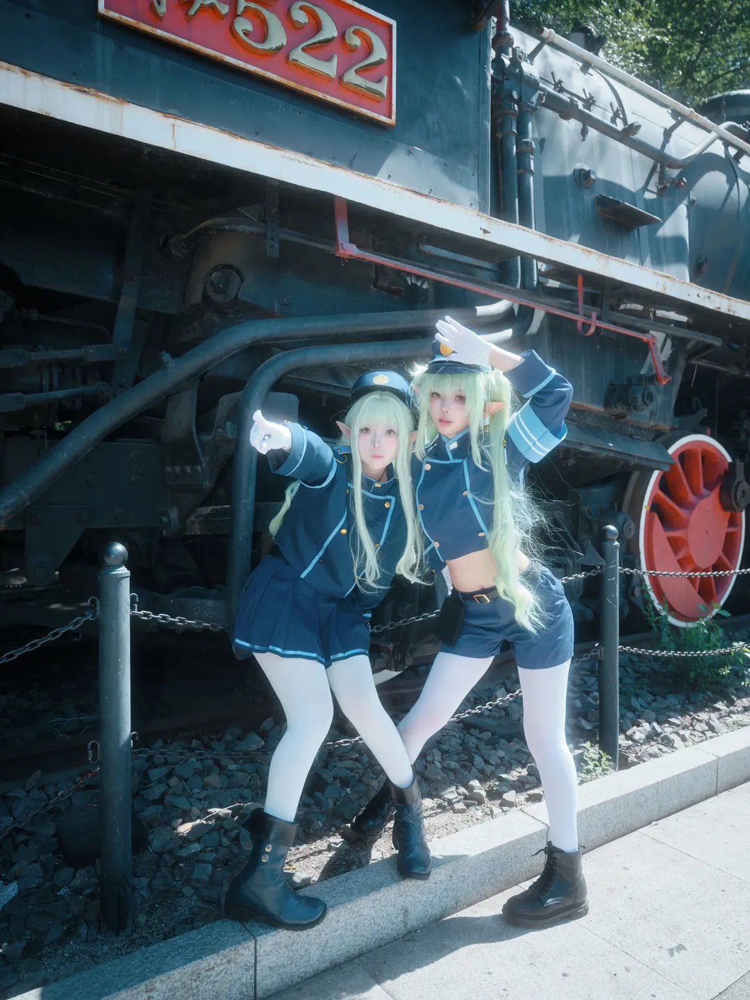 橘望cos, 白丝穿搭, 精灵耳cosplay, 铁道双子, 橘光cos - 第1张