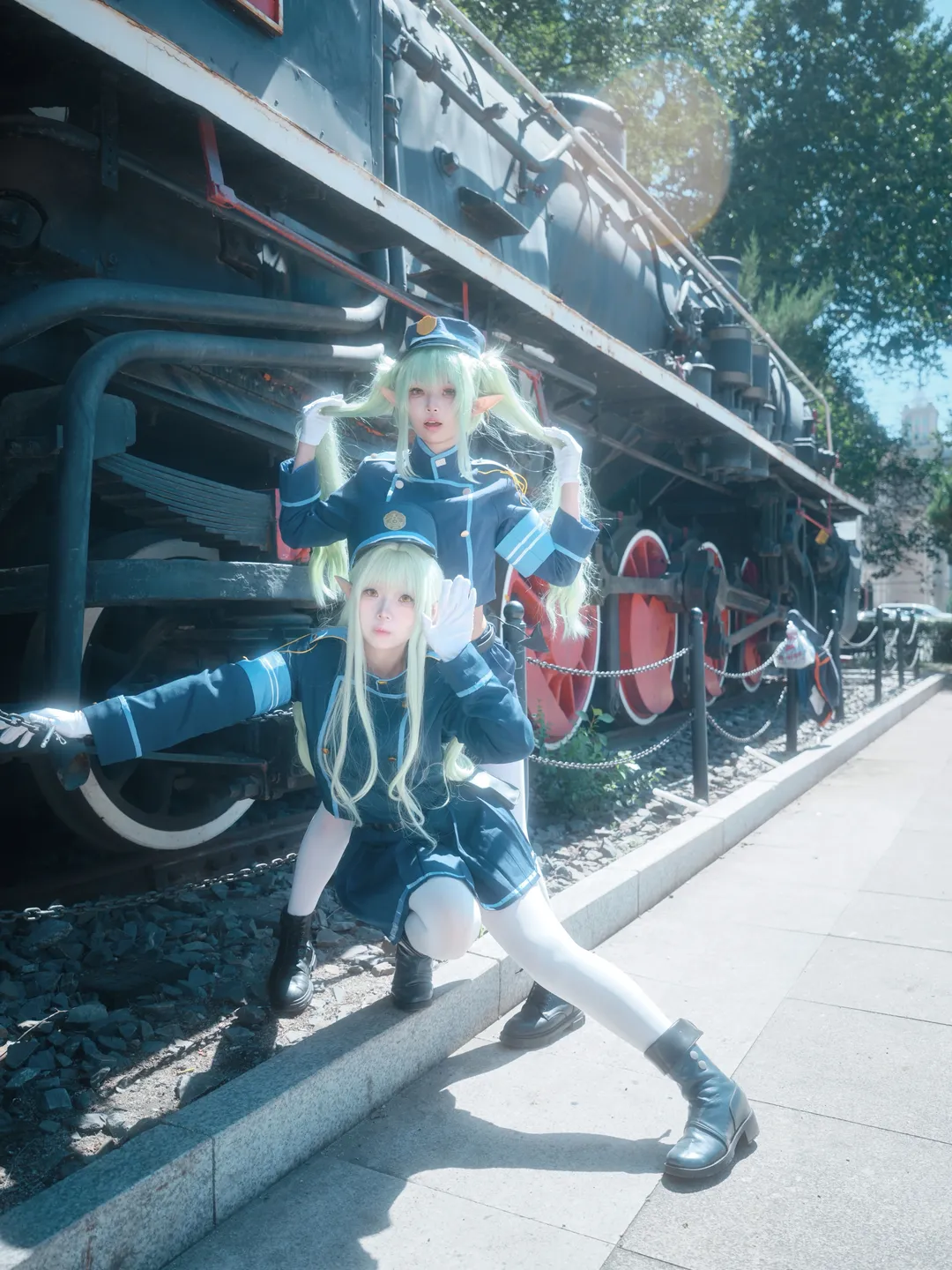 橘望cos, 白丝穿搭, 精灵耳cosplay, 铁道双子, 橘光cos - 第2张