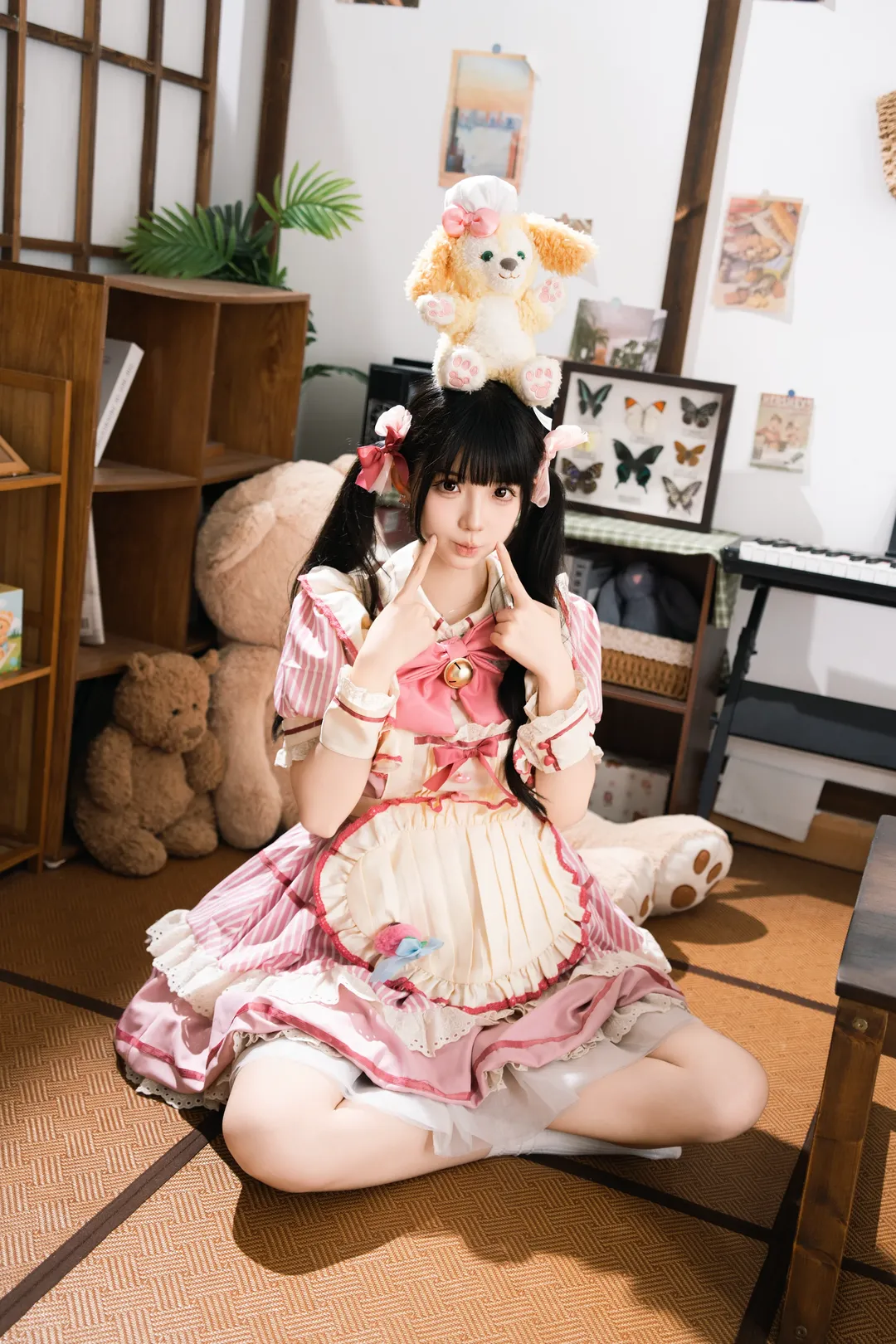 女仆装cosplay, 宅家日常, lo裙穿搭, 温馨房间, 小熊主题 - 第6张