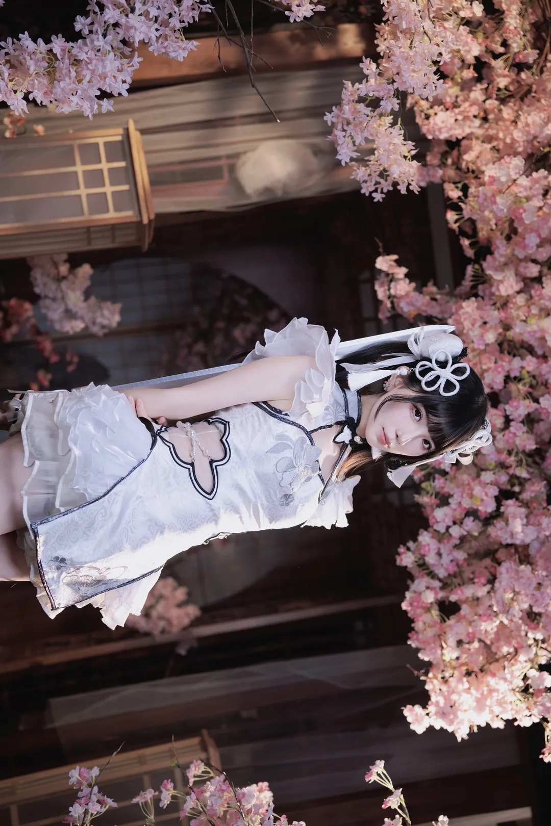 少女写真, 和风cos, 白丝, 樱花cos, 日式庭院摄影 - 第2张