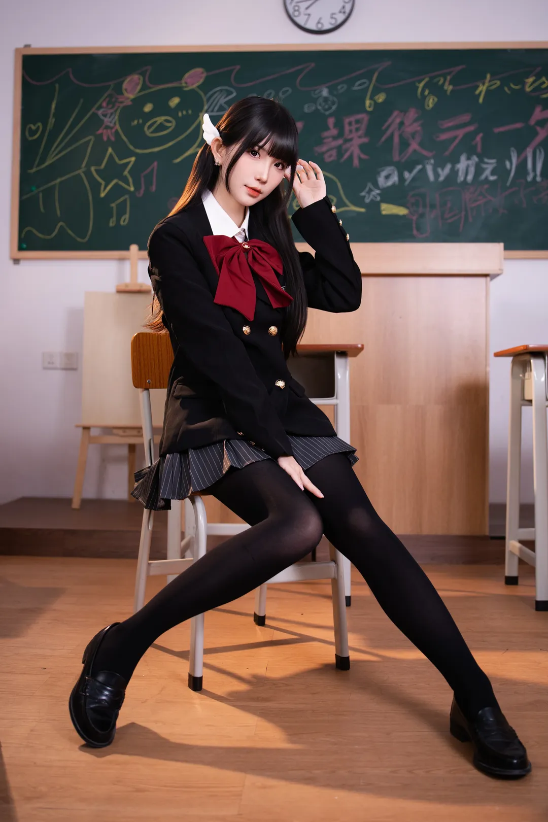 コスプレ, 二次元ファッション, 黒タイツ コーデ, スクール風写真, スクール風制服