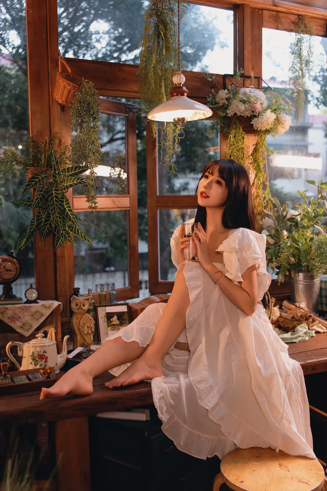 Lightweight wedding dress, White dress cosplay, French style girl, Window photography, White moonlight dress - Image 3